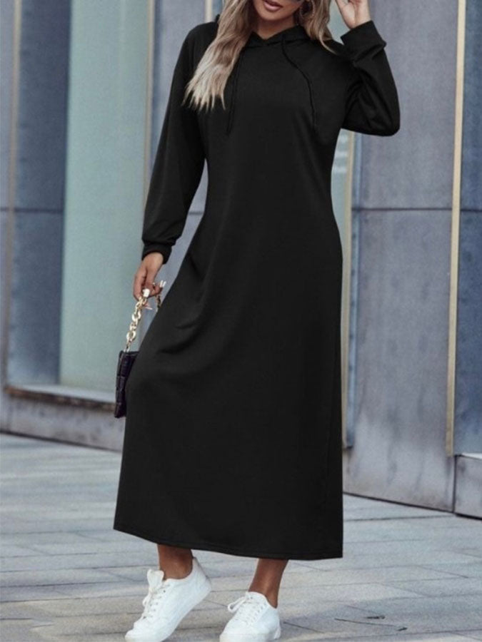 Long Sleeves Hoodie Maxi Dress
