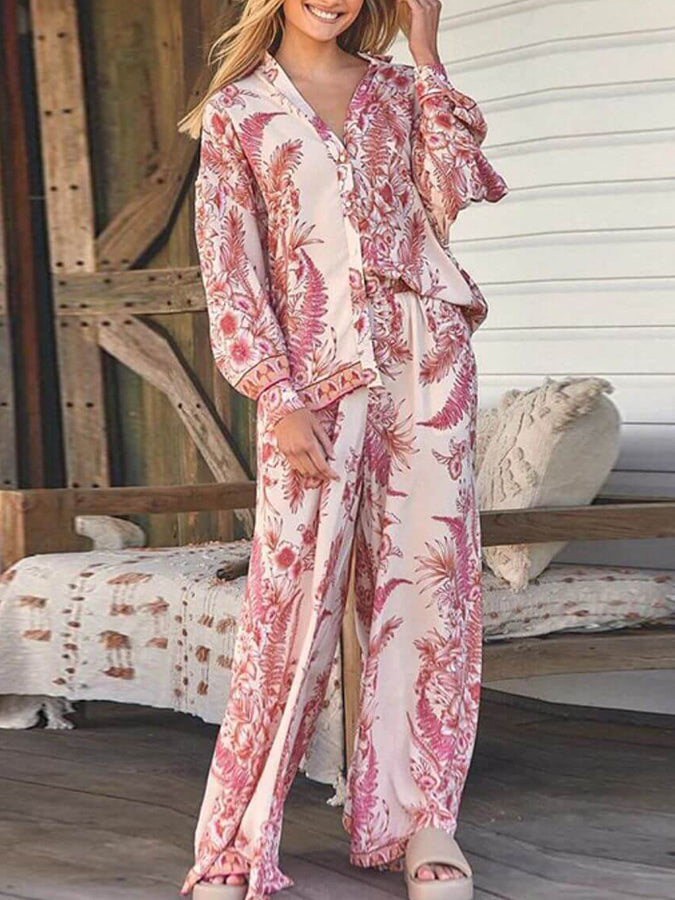 Long Sleeves Printed Shirt and Pants Sets