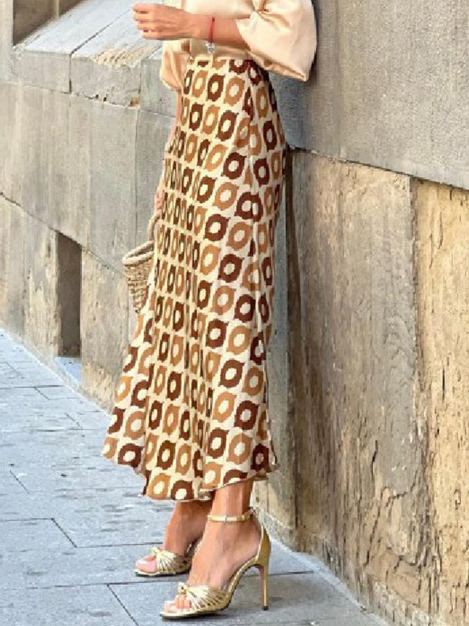 Polka Dots Printed High Waist Skirt