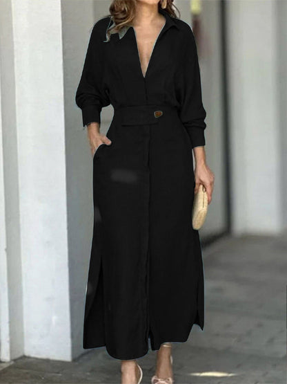 Long Sleeves Buttoned Shirt Maxi Dress