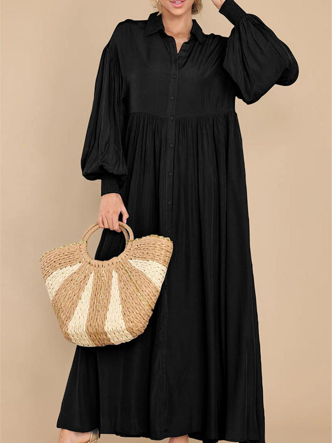 Long Sleeves Buttoned Shirt Maxi Dress