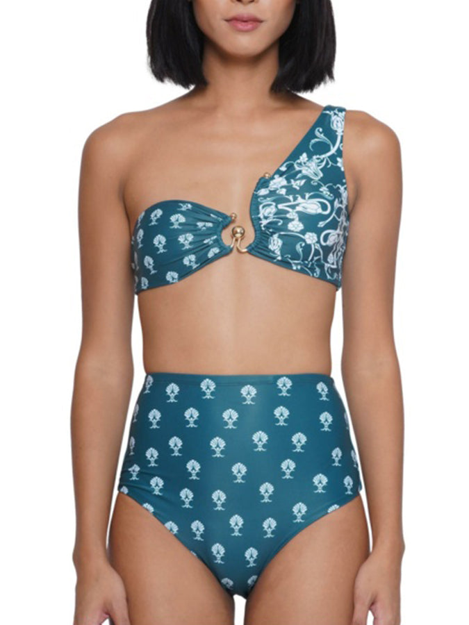 Printed One Shoulder Bikini and Mini Skirt