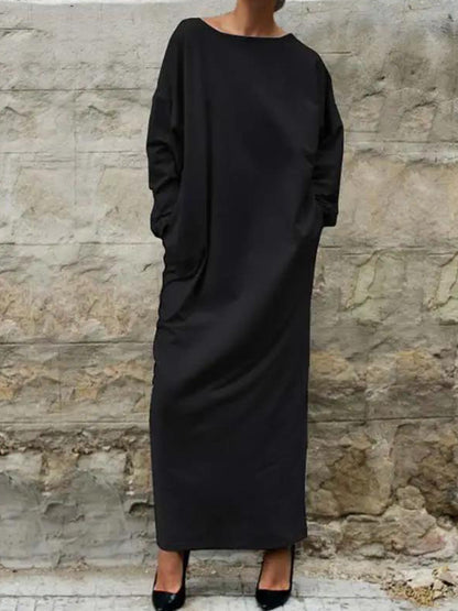 Long Sleeves Round Neck Maxi Dress