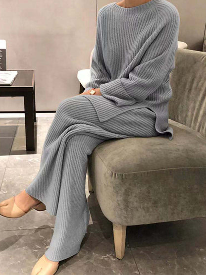 Knitted Sweaters and Pants Two Pieces Sets