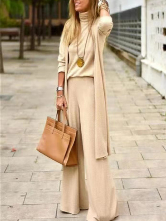 Cardigan Vest and Pants Three Pieces Sets