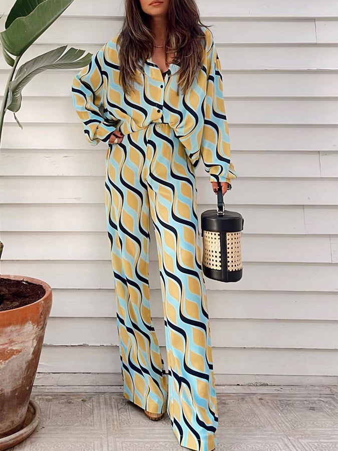 Long Sleeves Printed Shirt and Pants Sets