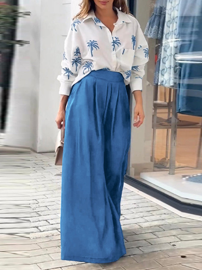 Long Sleeves Printed Shirt and Pants Sest