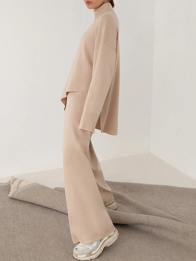 Knitted Long Sleeves Sweater and Pants Two Pieces Sets