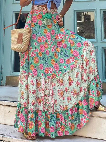 Printed Loose Holiday Swing Skirt