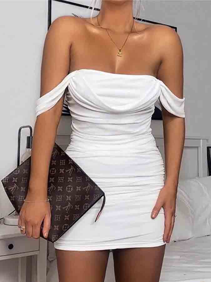 Off Shoulder Mesh Slim Mini Dress