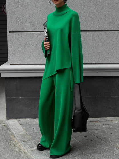 Knitted Long Sleeves Sweater and Pants Two Pieces Sets