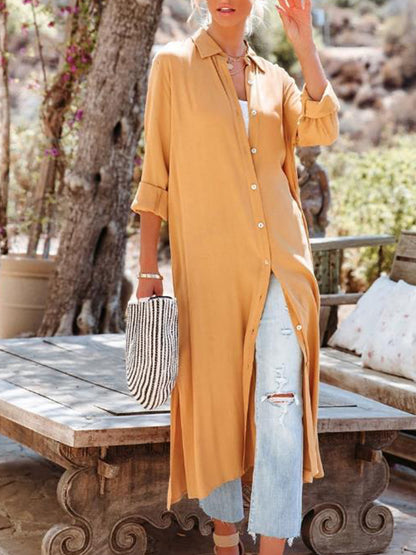 Long Sleeves Buttoned Shirt Coat