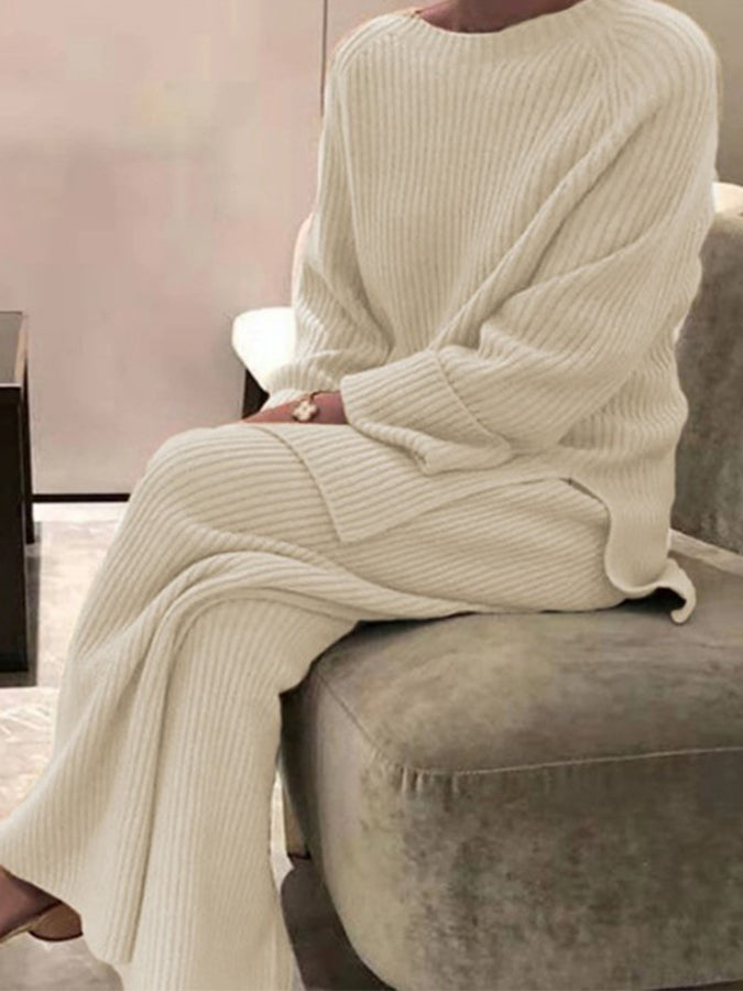 Knitted Sweaters and Pants Two Pieces Sets