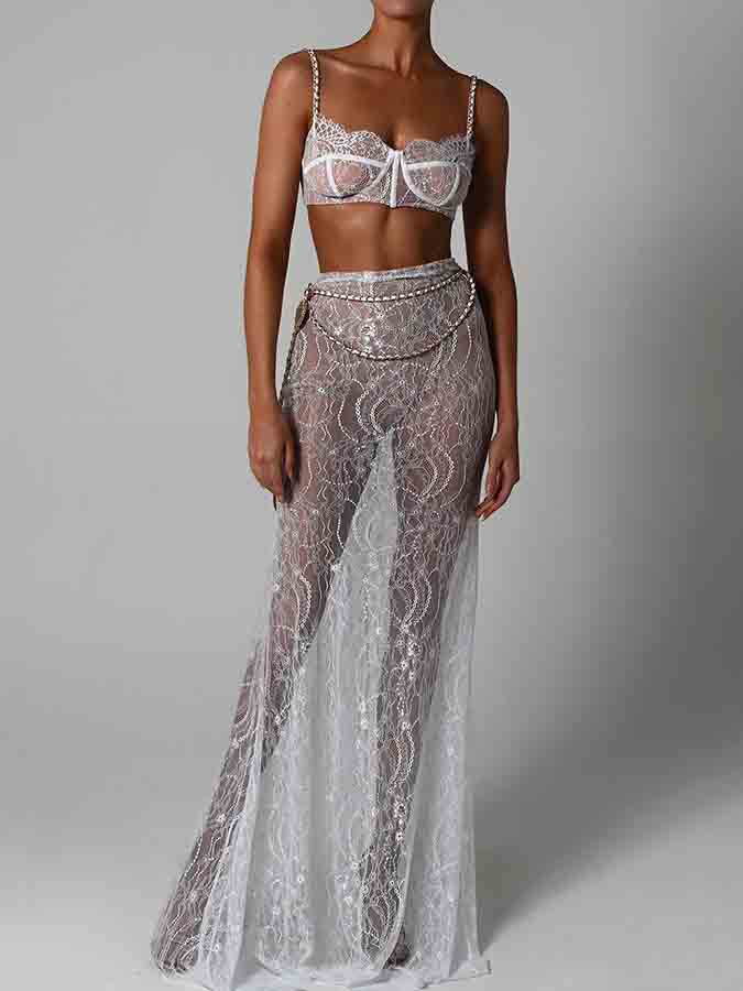 Lace See-through Mermaid Long Skirt
