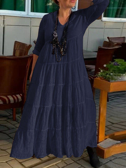 Long Sleeves V Neck Maxi Dress