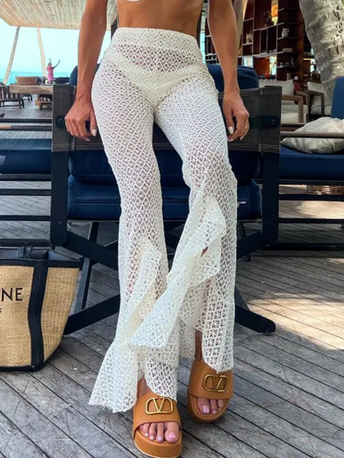 White Bikini and Crochet Pants