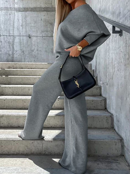 Off Shoulder Color Top and Pants Set