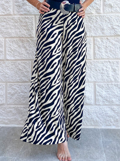 Black Geometric Printed Wide Leg Pants