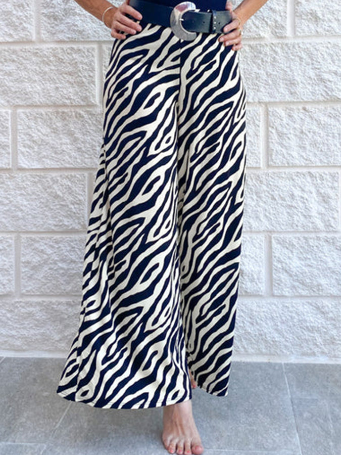 Black Geometric Printed Wide Leg Pants