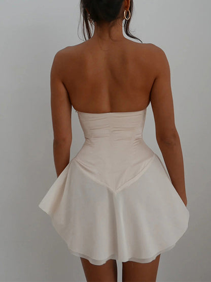 Off Shoulder Lace-up Croset Mini Dress