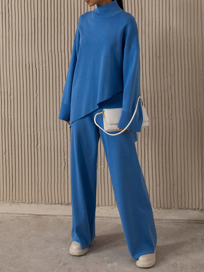 Knitted Long Sleeves Sweater and Pants Two Pieces Sets