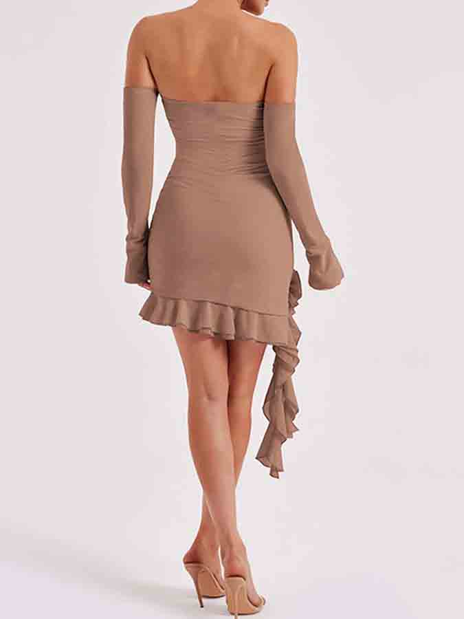 Off Shoulder Ruffle Slim Mini Dress