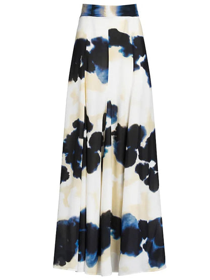 Tie Dye Gradient Printed One Piece Swimsuit and Skirt