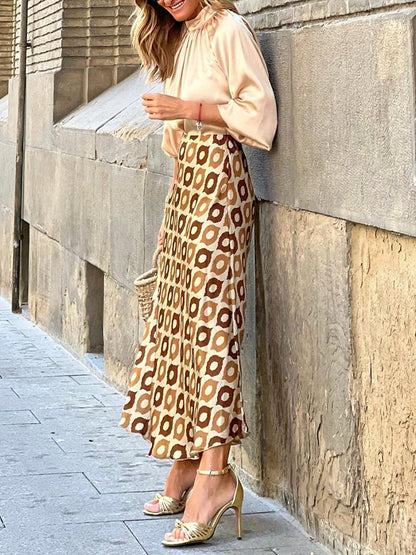 Polka Dots Printed High Waist Skirt