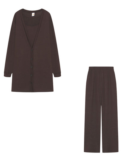Knitted Cardigan and Vest and Pants Three Pieces Sets