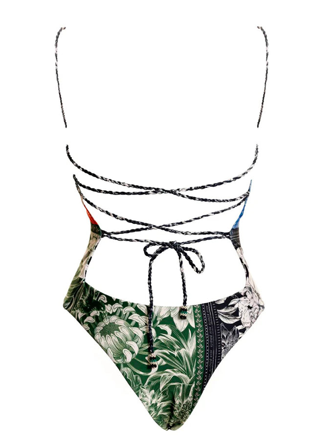 Printed One Piece Swimsuit and Sarong or Printed Pants