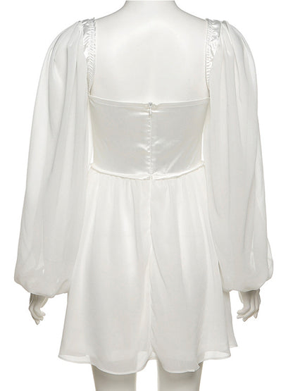 Long Sleeves Square Neck Croset Mini Dress