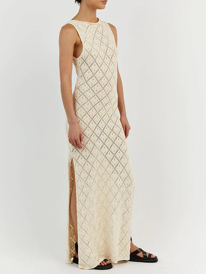 Knitted Slit Holiday Beach Maxi Dress