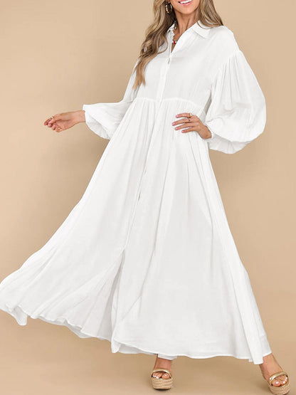 Long Sleeves Buttoned Shirt Maxi Dress