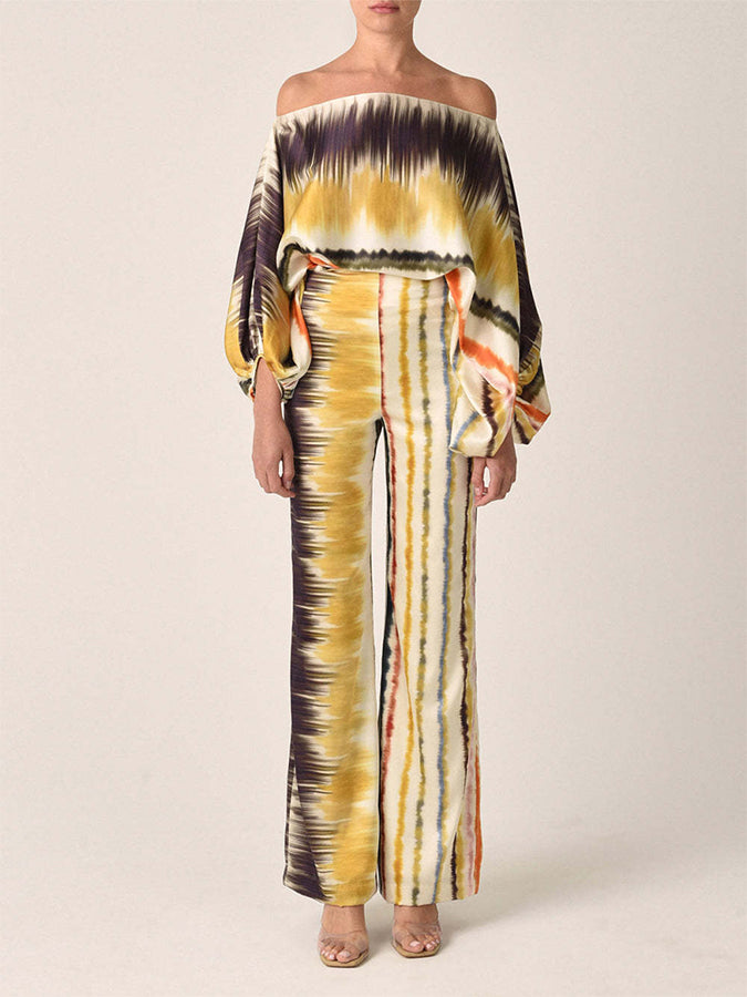 Printed Shirt and Pants Two Piece Set