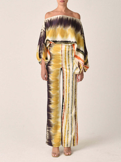 Printed Shirt and Pants Two Piece Set