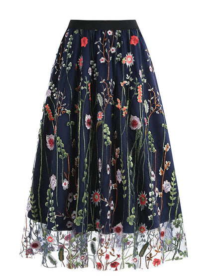 Mesh Embroidered Skirt
