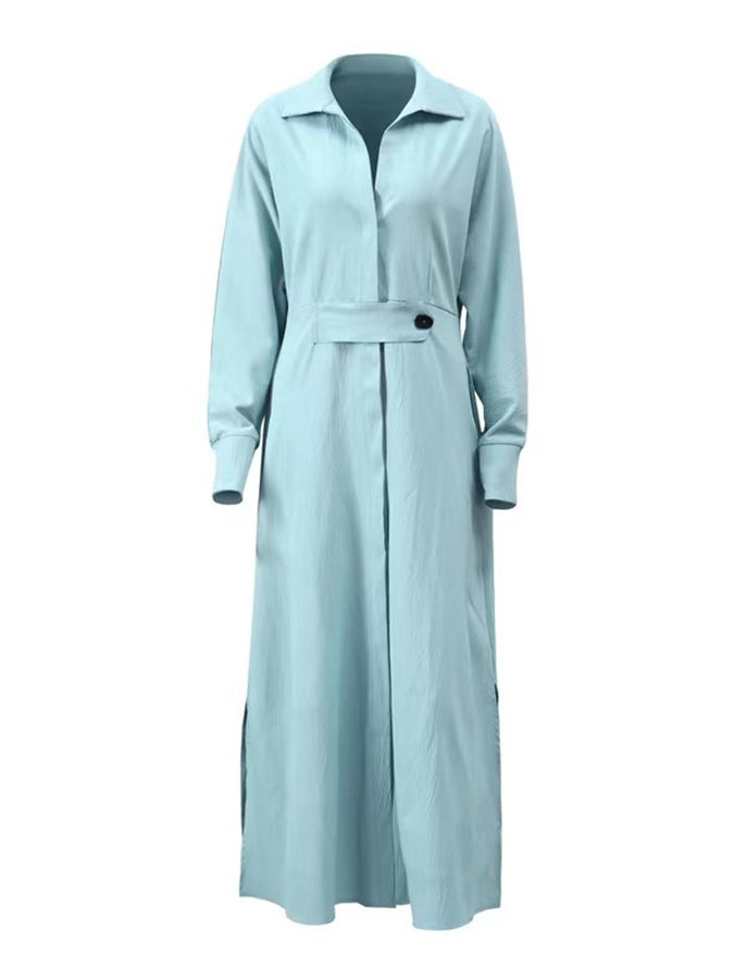 Long Sleeves Buttoned Shirt Maxi Dress