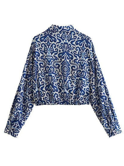 V Neck Print Shirt and Pants Set