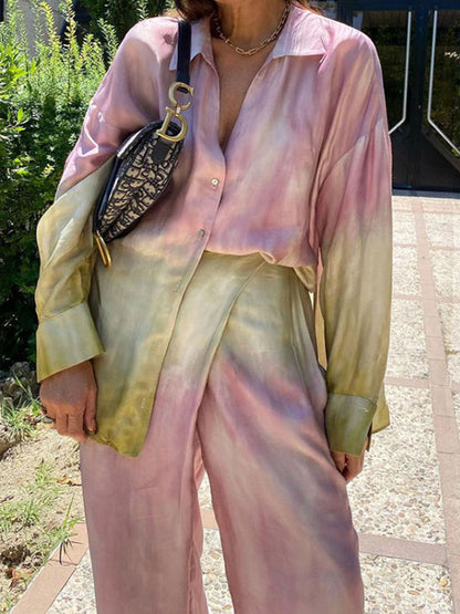 Long Sleeves Printed Shirt and Pants Sets