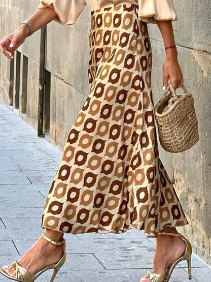 Polka Dots Printed High Waist Skirt