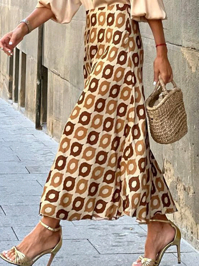 Polka Dots Printed High Waist Skirt