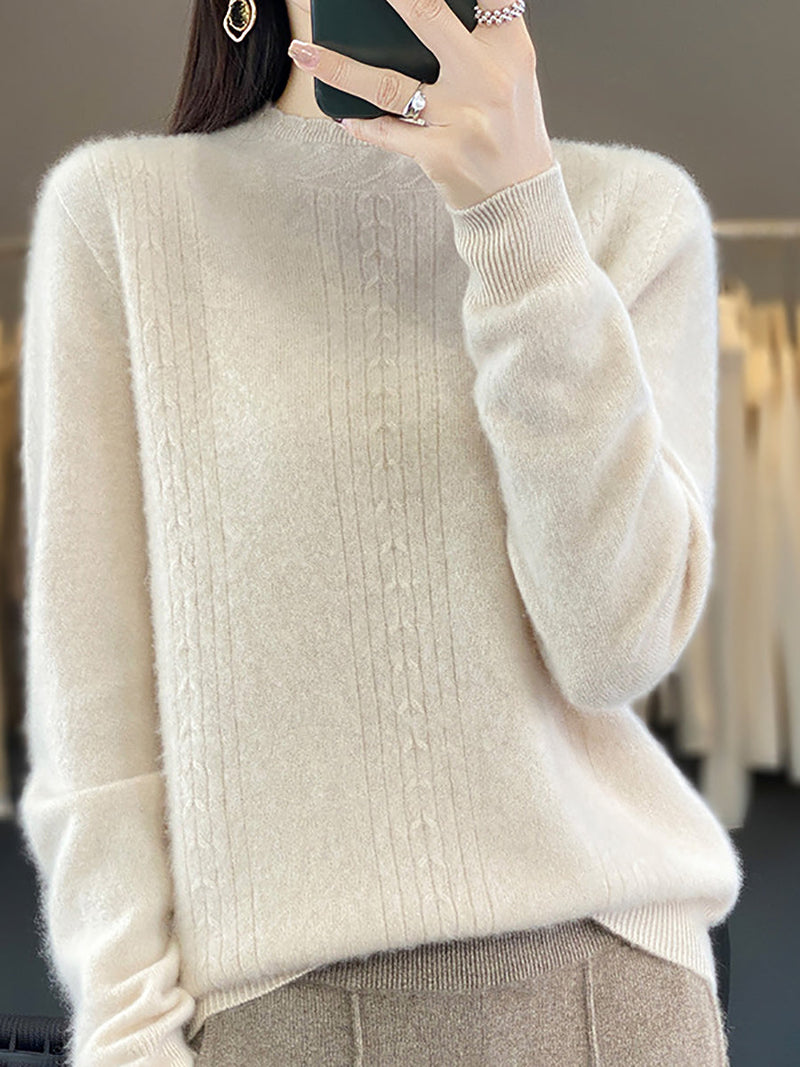 Autumn Cable Knit 100%wool Half Turtleneck Sweater Qn028