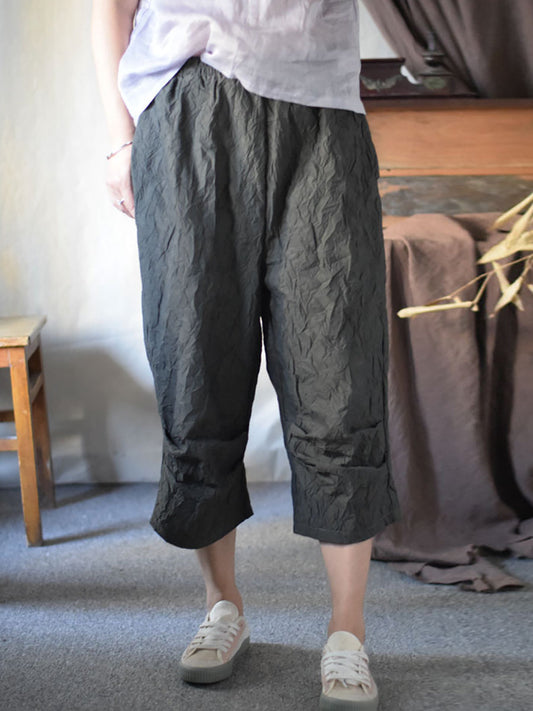 Summer Loose Cotton Calf-length Pants Cv1042