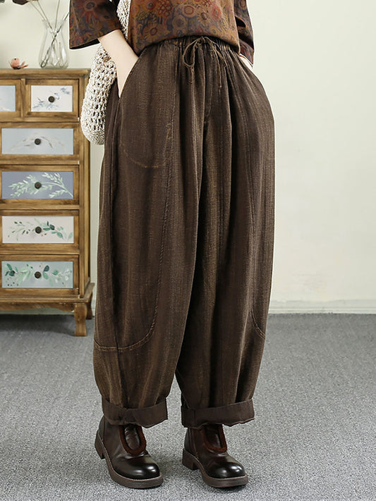 Autumn Pocket Linen Harem Pants Av1031