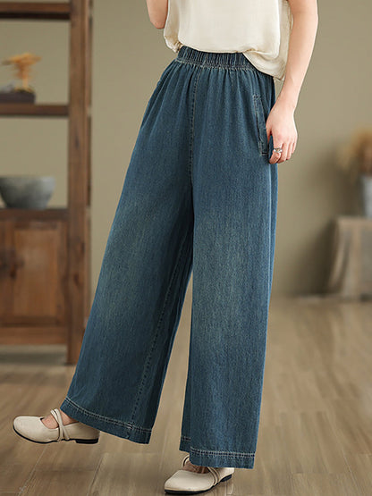 Artsy Summer Loose Denim Wide-leg Pants As1031
