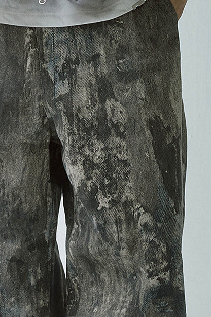 Acid Wash Straight-leg Pants