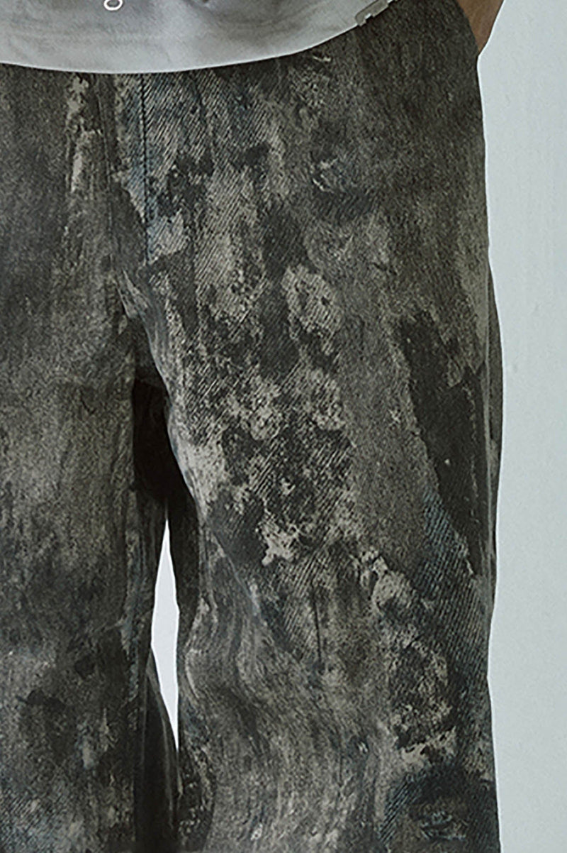 Acid Wash Straight-leg Pants