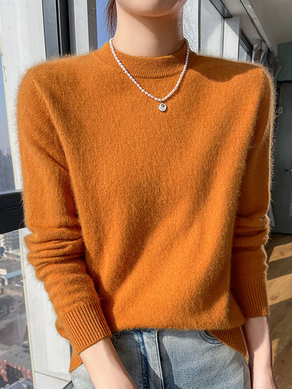 Autumn O-neck Soft 100%wool Sweater Qu030