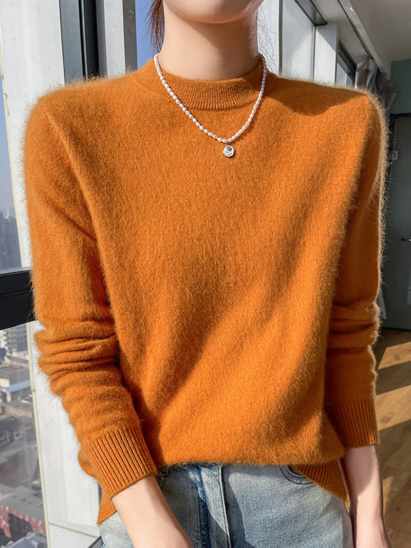 Autumn O-neck Soft 100%wool Sweater Qu030