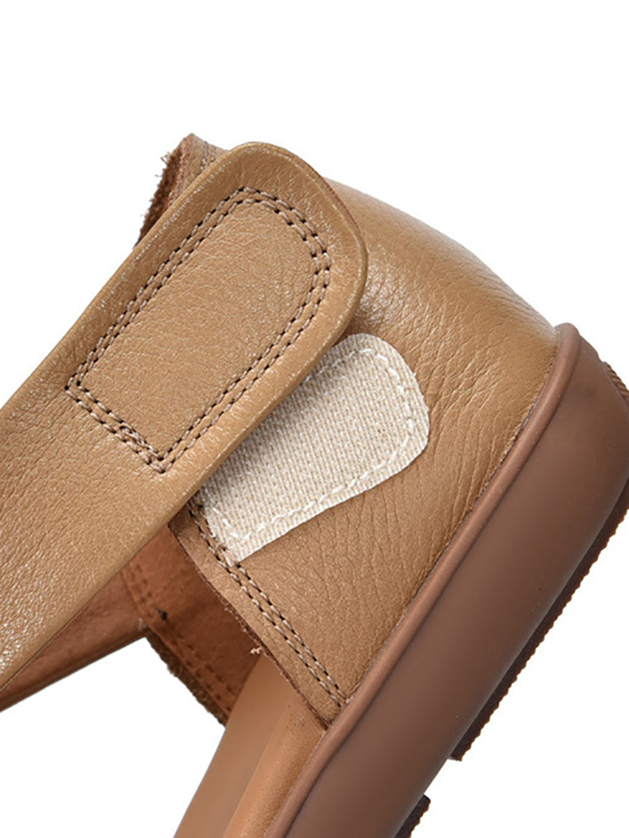 Summer Leather Soft Spliced Flat Sandals Zz1025